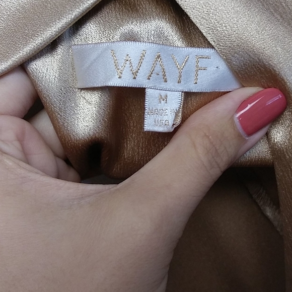 WAYF Gold Metallic Mock Neck Cut Out Mini Dress - Picture 12 of 14